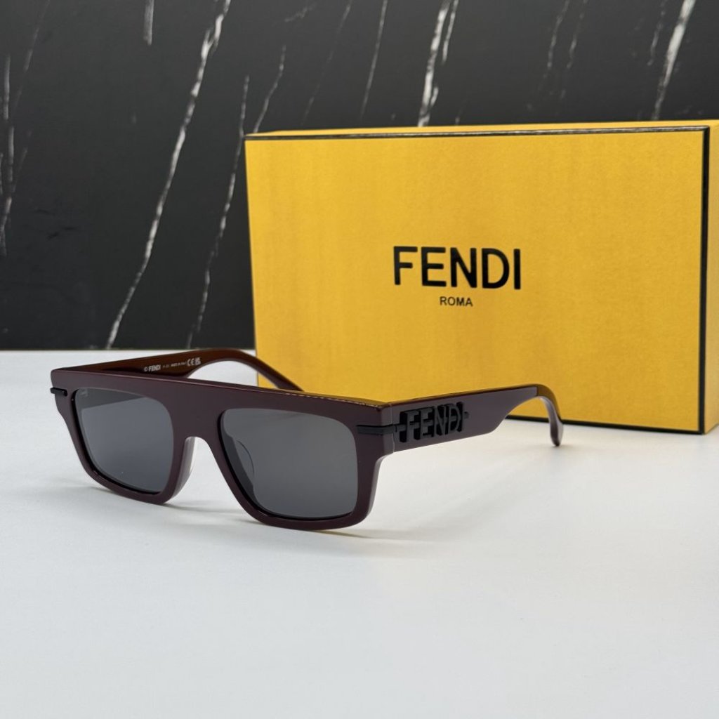 New Fe40091u 69a Fendi Bordeaux Grey Square Men Fendi Sunglasses